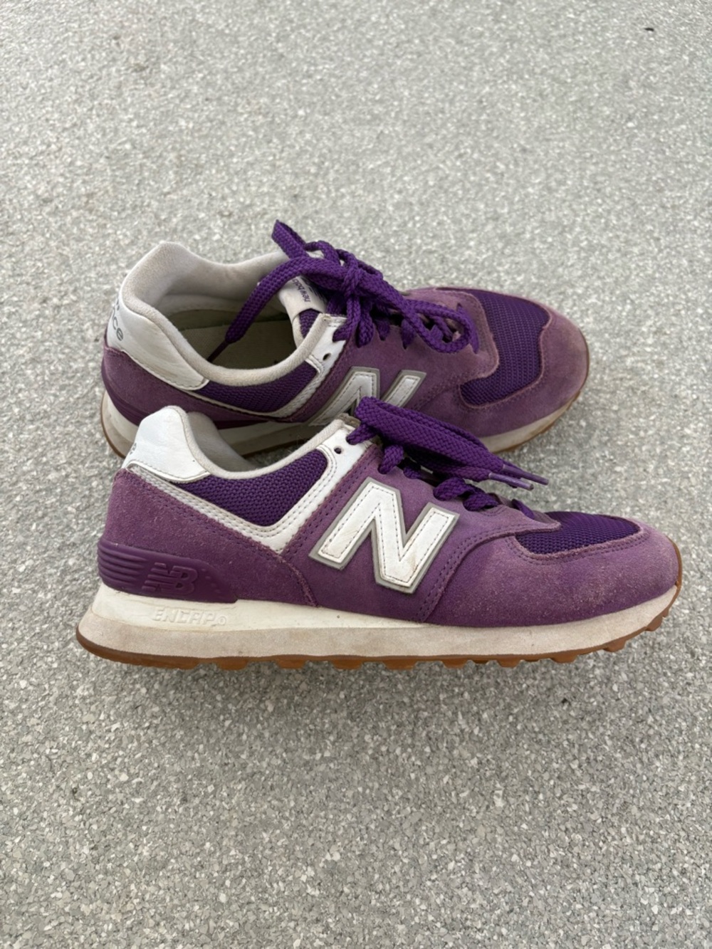 New Balance 574 purple suede sneakers size 6